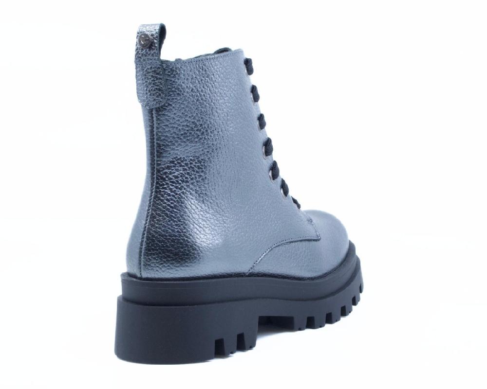 Raquel Perez Bota Militar Detroit Plata Mujer