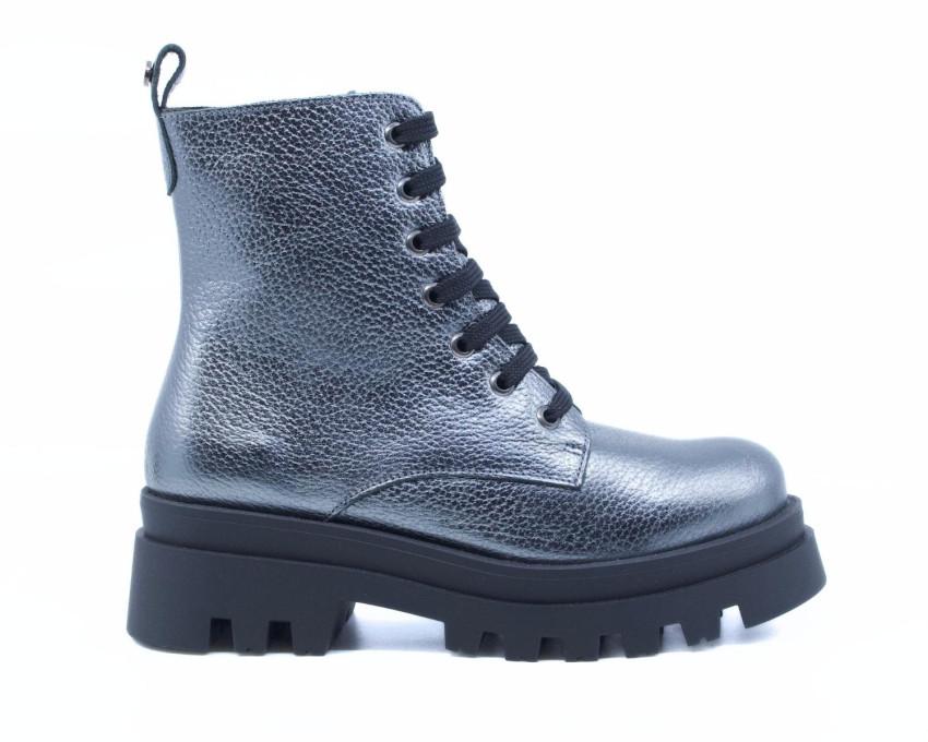 raquel perez Bota Militar Detroit Plata Mujer