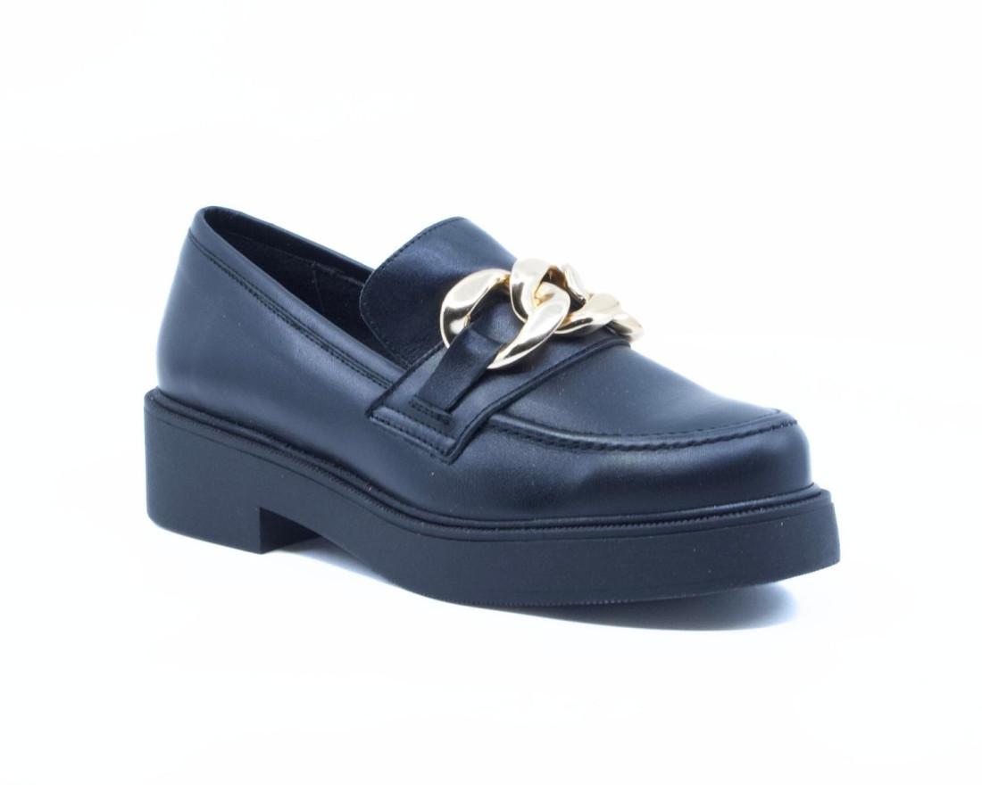 Raquel Perez Mocasín Giralda 23 Negro Dorado Mujer