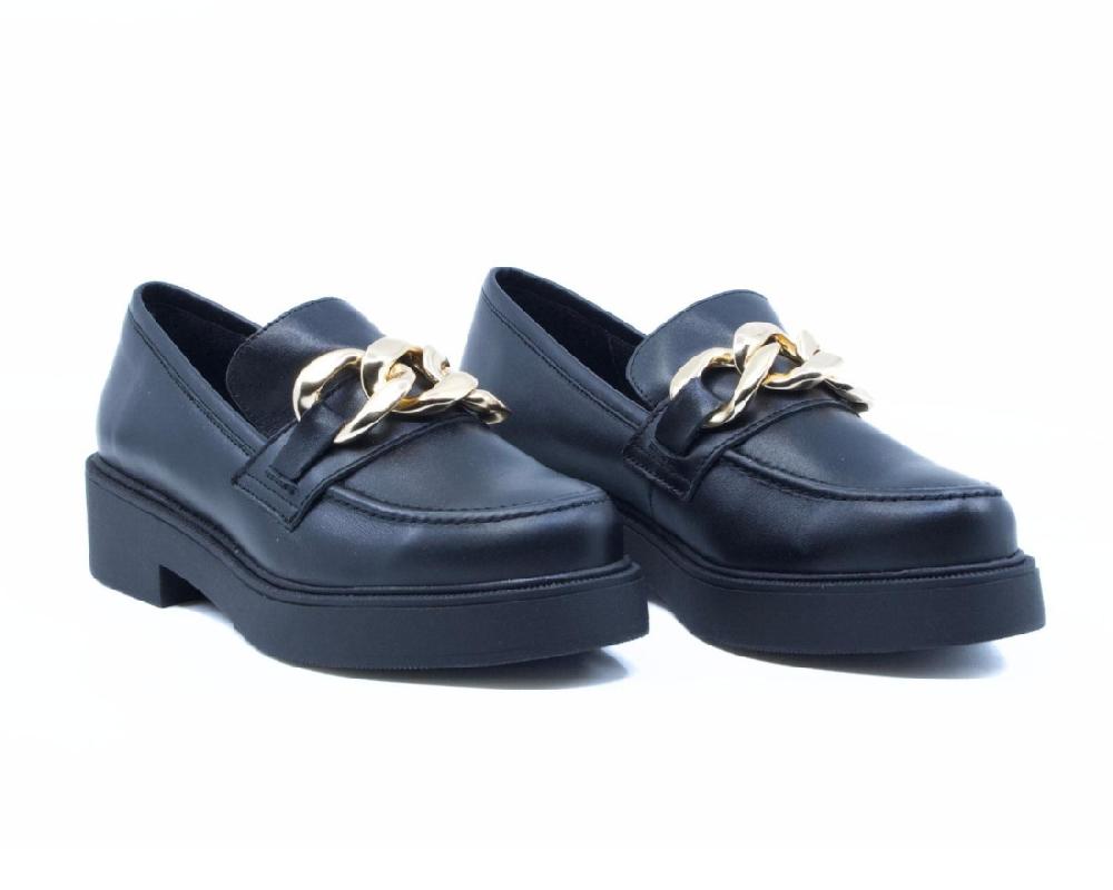 Raquel Perez Mocasín Giralda 23 Negro Dorado Mujer