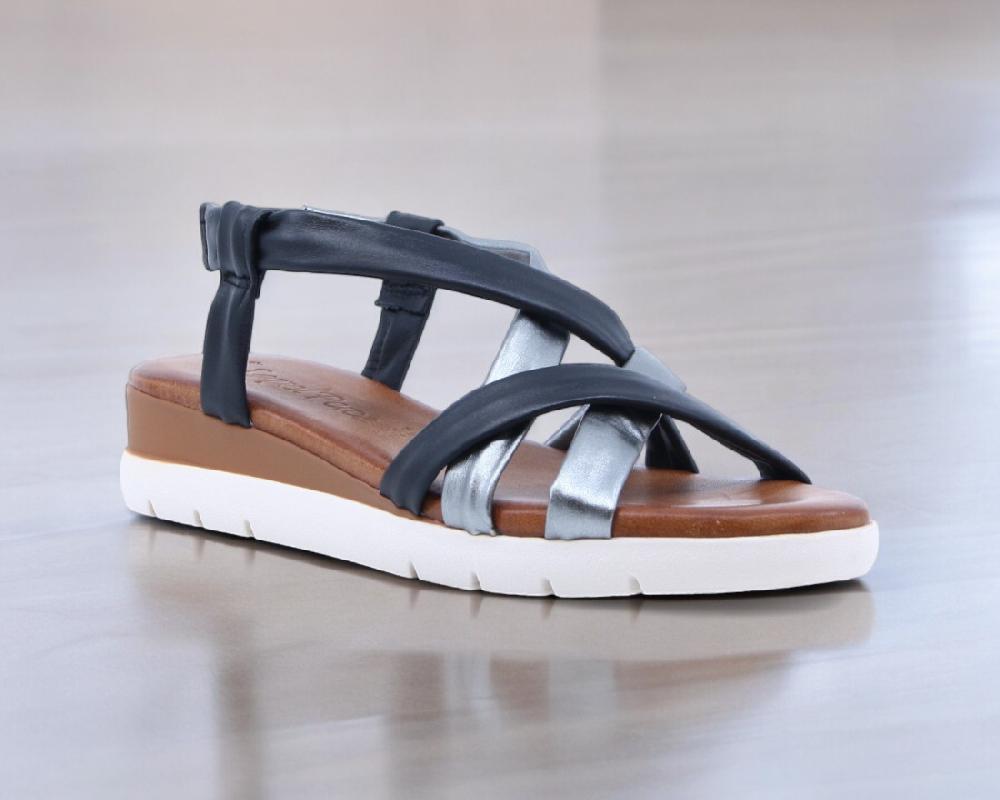 Raquel Perez Sandalia Carmesi 02 Negro Plomo Mujer