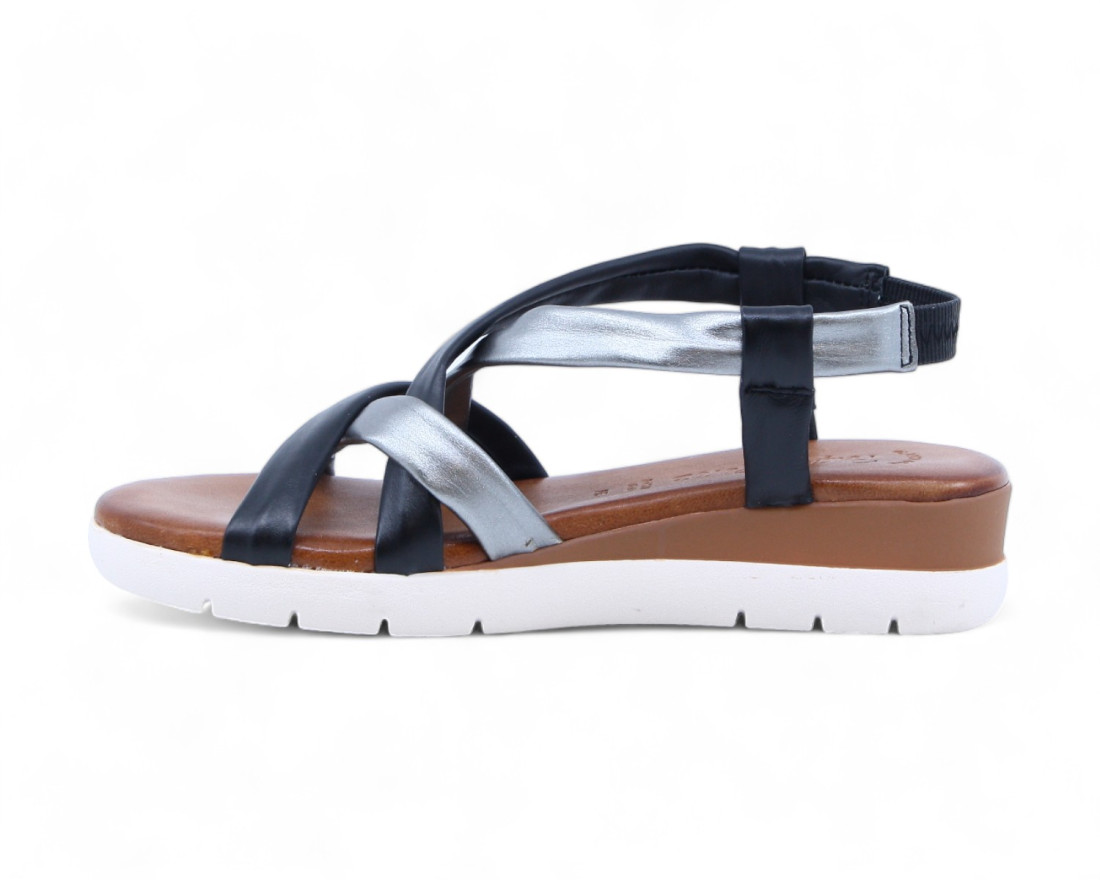 Raquel Perez Sandalia Carmesi 02 Negro Plomo Mujer