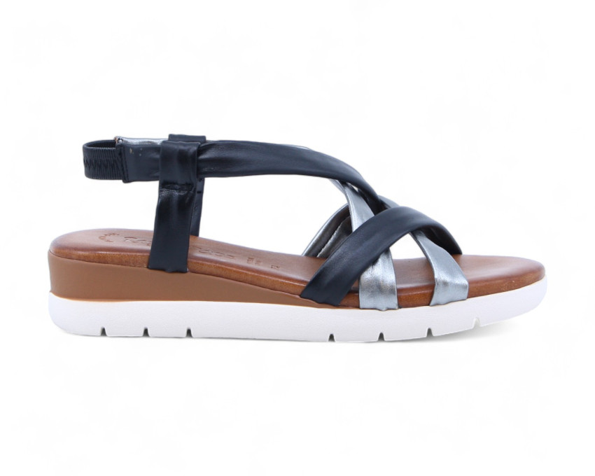 raquel perez Sandalia Carmesi 02 Negro Plomo Mujer