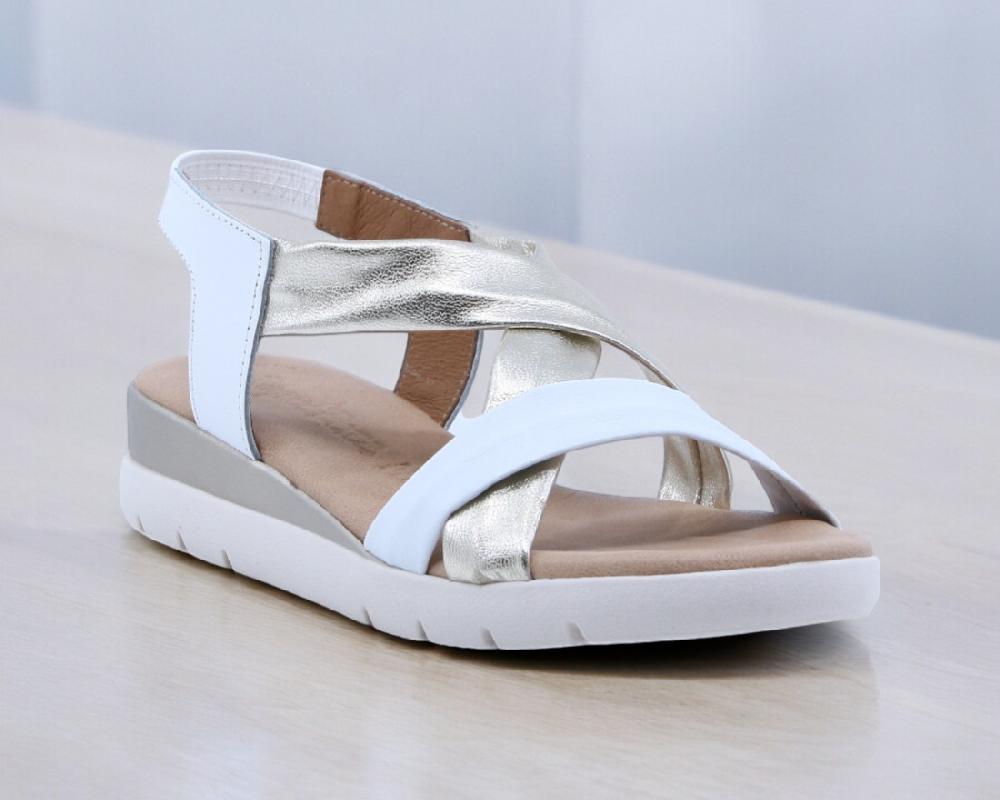 Raquel Perez Sandalia Cristal Platino Blanco Mujer