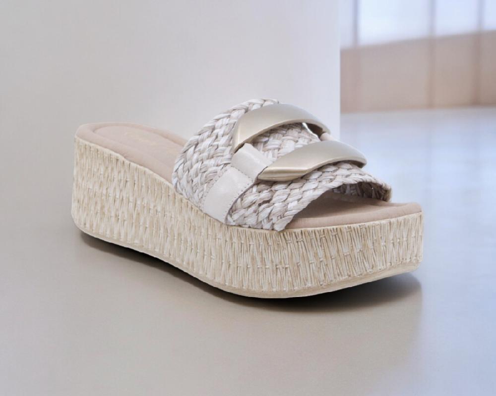 Raquel Perez Sandalia Cuña Cinzia 04 Beige Mujer