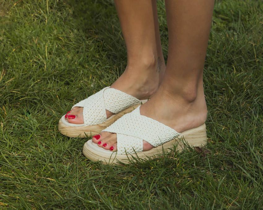 raquel perez Sandalia Cuña Donatella Blanco Mujer