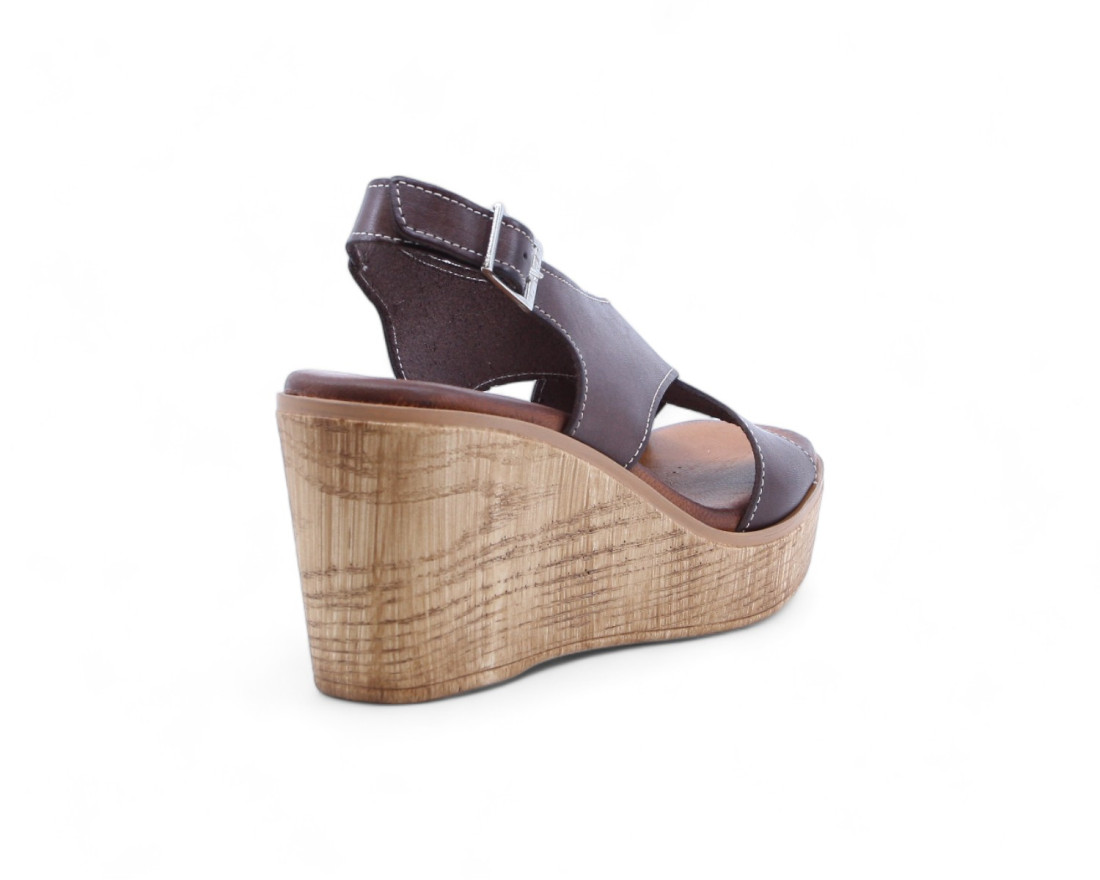 Raquel Perez Sandalia Cuña Moneda 02 Marrón Mujer