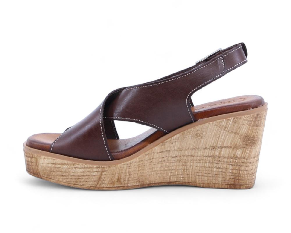 Raquel Perez Sandalia Cuña Moneda 02 Marrón Mujer