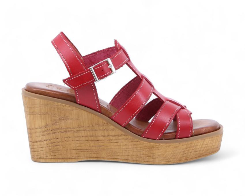 raquel perez Sandalia Cuña Moneke 02 Rojo Mujer