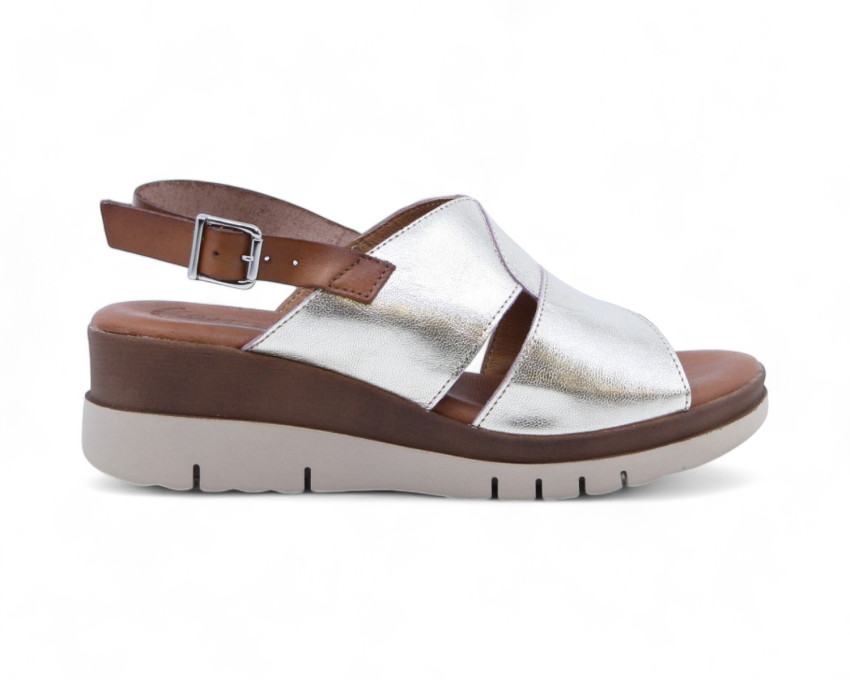 raquel perez Sandalia Fiorella Platino Mujer