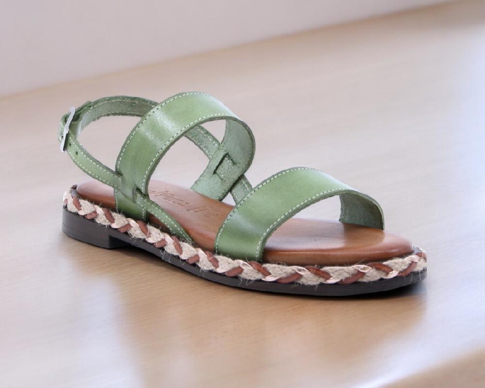 Raquel Perez Sandalia Plana Buda 02 Pistacho Mujer