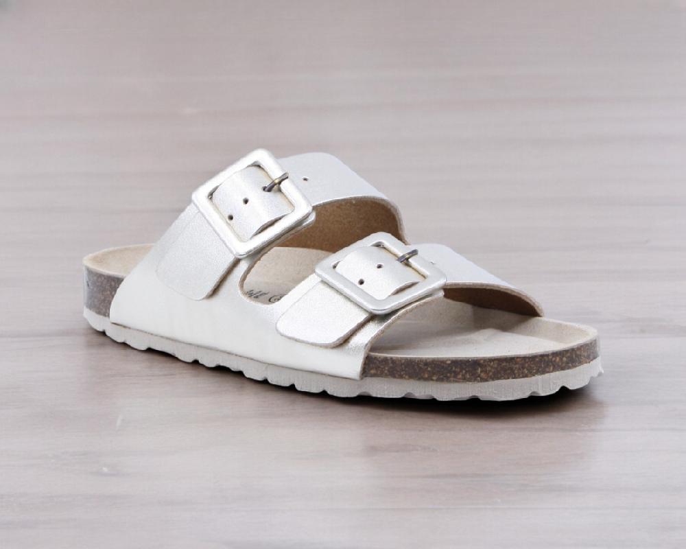 Raquel Perez Sandalia Plana Donkey Platino Mujer