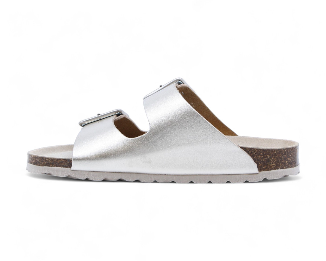 Raquel Perez Sandalia Plana Donkey Platino Mujer