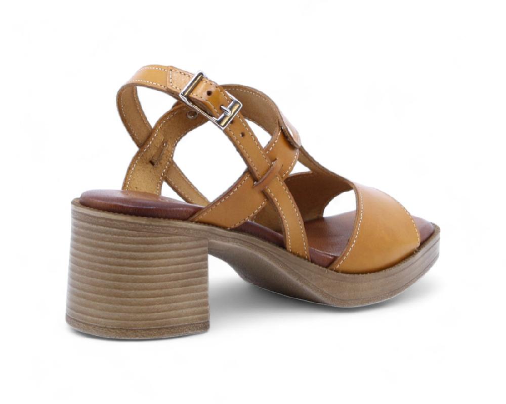 Raquel Perez Sandalia Tacón Paradoja Mostaza Mujer