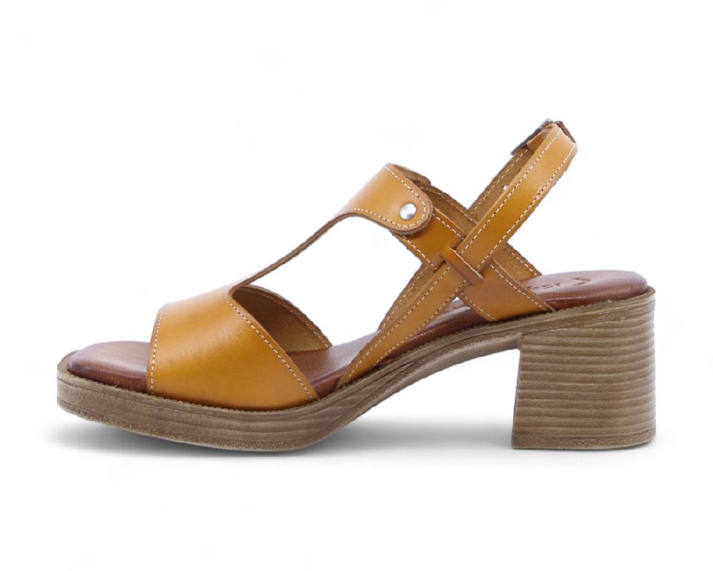 Raquel Perez Sandalia Tacón Paradoja Mostaza Mujer