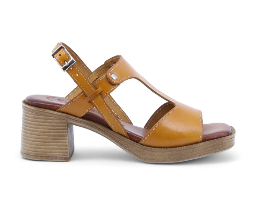 raquel perez Sandalia Tacón Paradoja Mostaza Mujer