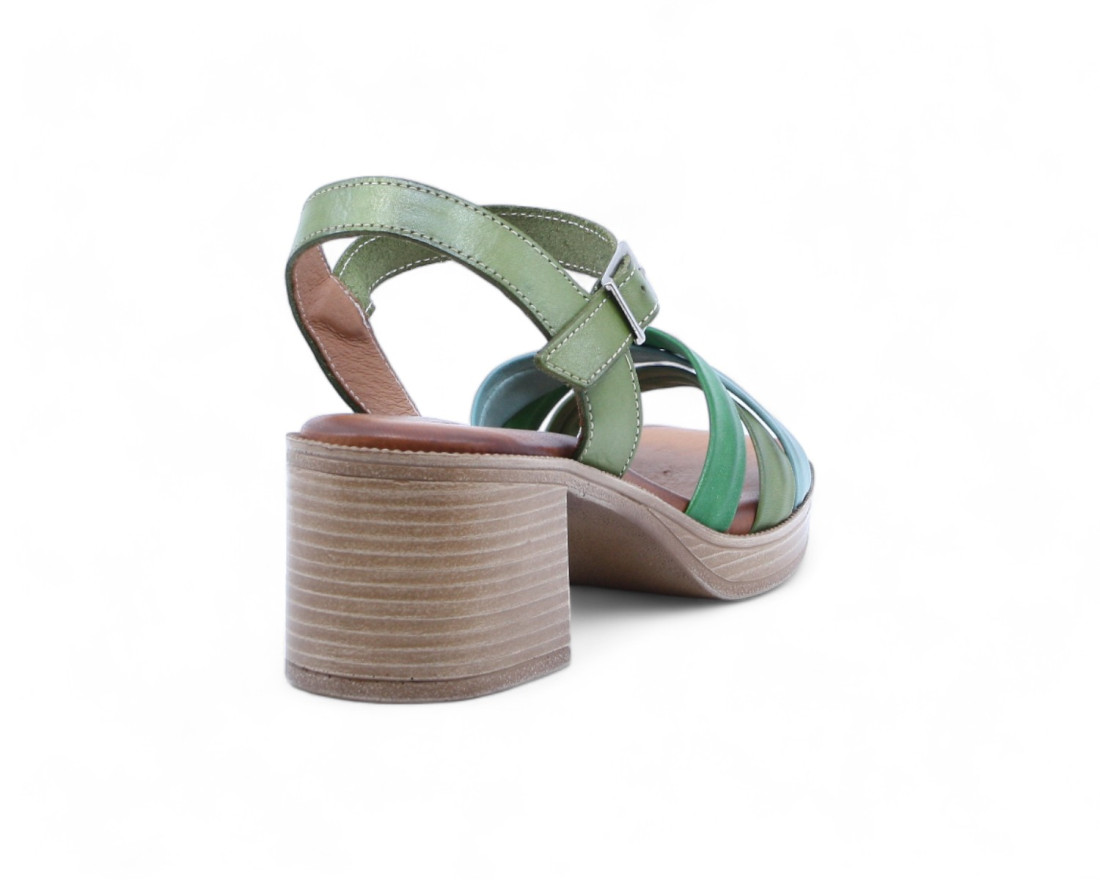 Raquel Perez Sandalia Tacón Pétalo 02 Verde Mujer