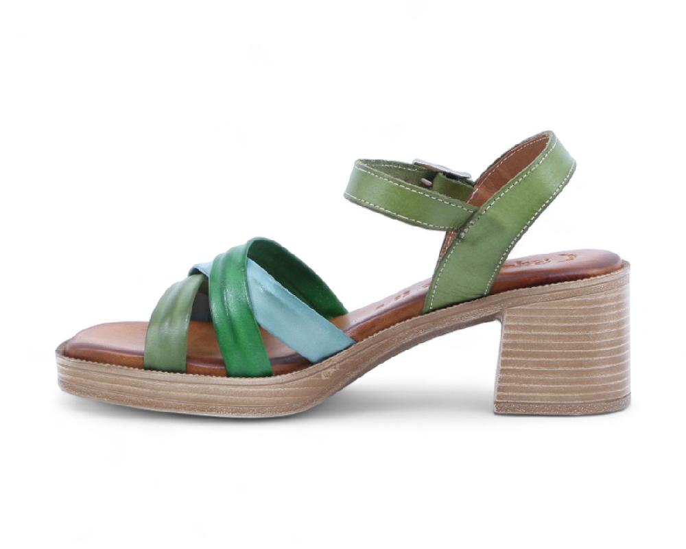 Raquel Perez Sandalia Tacón Pétalo 02 Verde Mujer