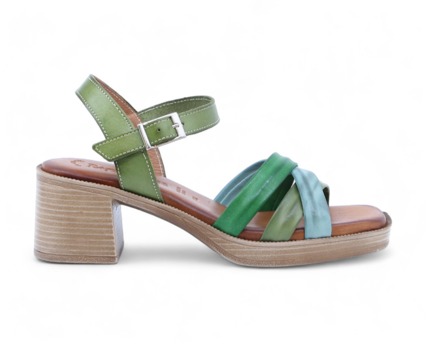 raquel perez Sandalia Tacón Pétalo 02 Verde Mujer