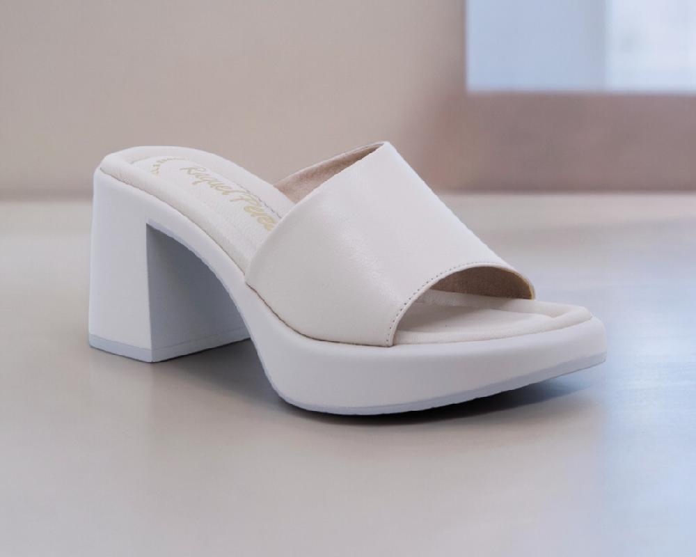 Raquel Perez Sandalia Tacón Pitagoras Beige Mujer