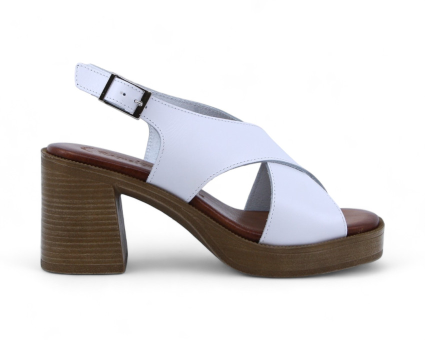 raquel perez Sandalia Tacón Tangente Blanco Mujer