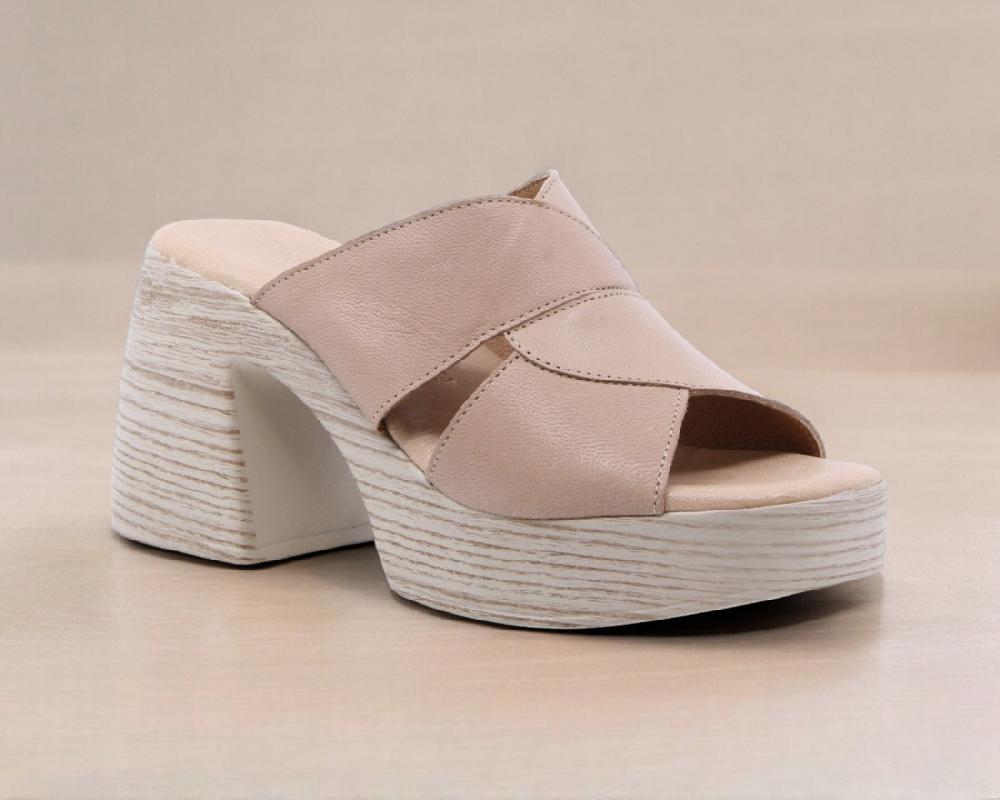 Raquel Perez Sandalia Tacón Xenon 08 Beige Mujer