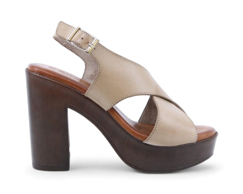 raquel perez Sandalia Tacón Yeye 02 Beige Mujer