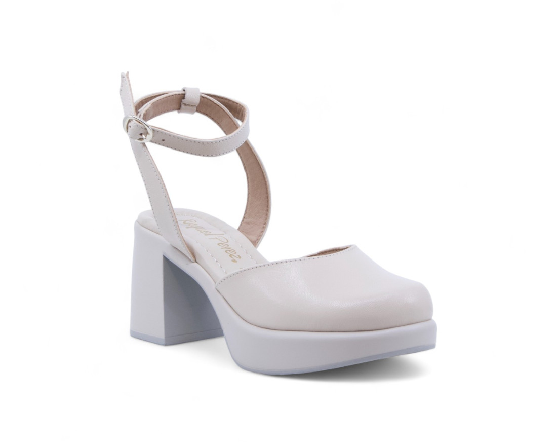 Raquel Perez Zapato Tacón Pirineos 04 Beige Mujer