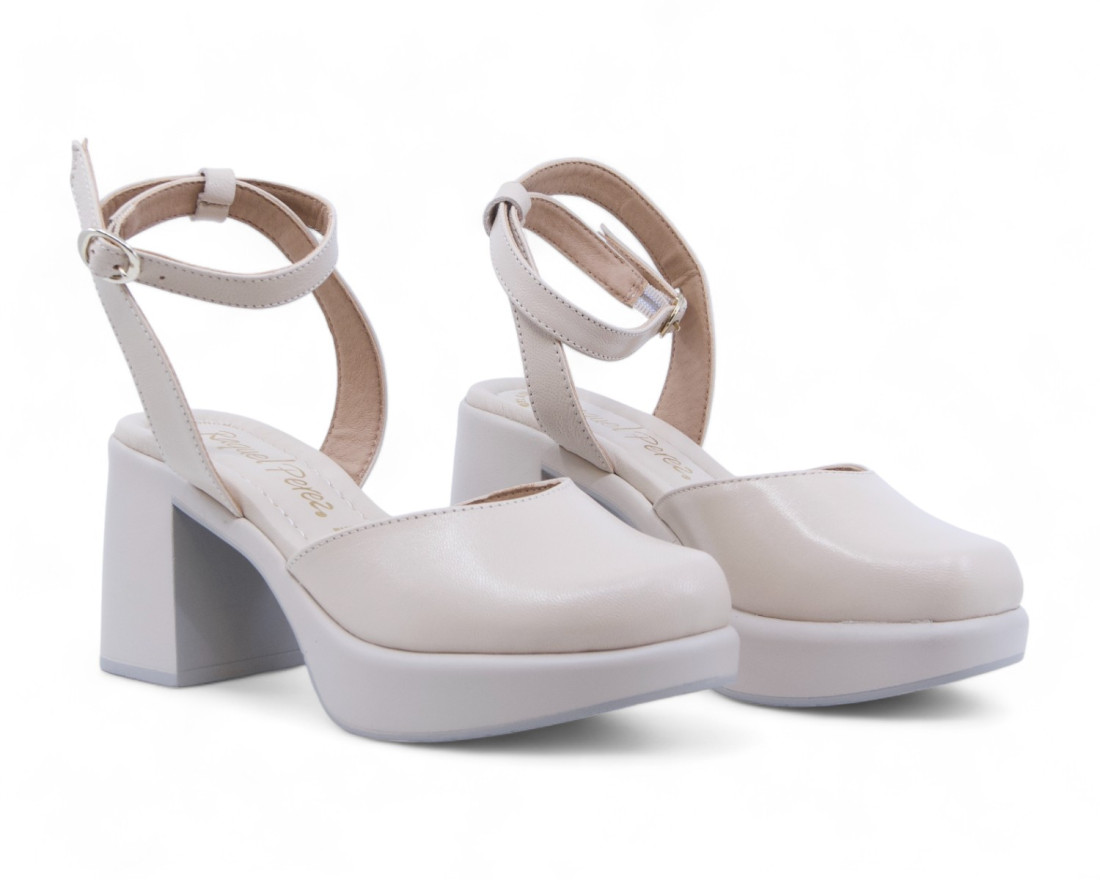 Raquel Perez Zapato Tacón Pirineos 04 Beige Mujer