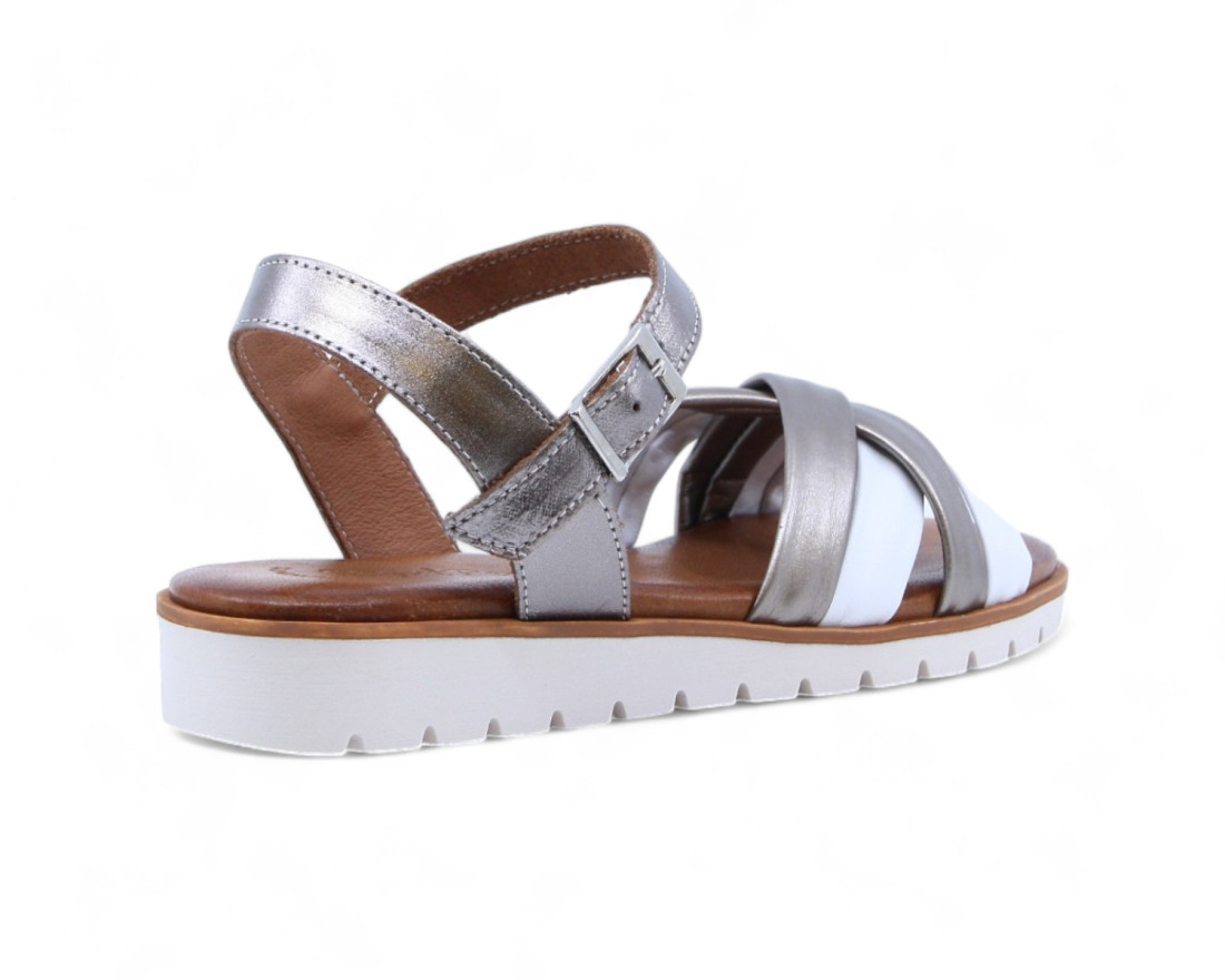 Raquel Perez Sandalia Caboverde Blanco Arena Metalizado Mujer