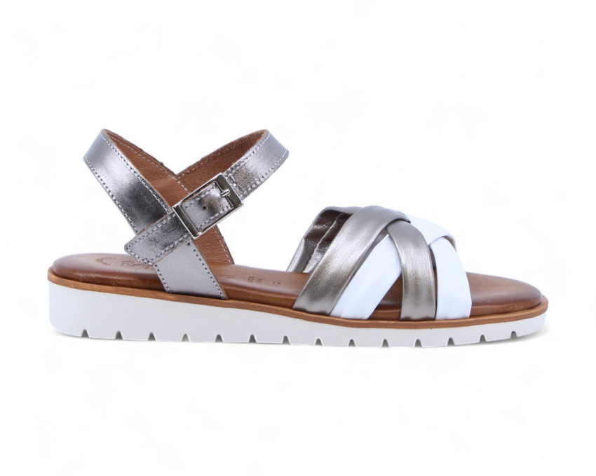 raquel perez Sandalia Caboverde Blanco Arena Metalizado Mujer