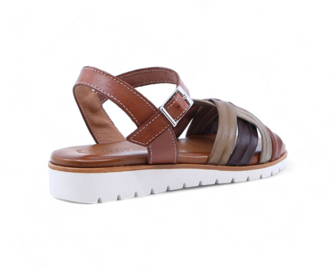 Raquel Perez Sandalia Caboverde Cuero Taupe Marrón Mujer