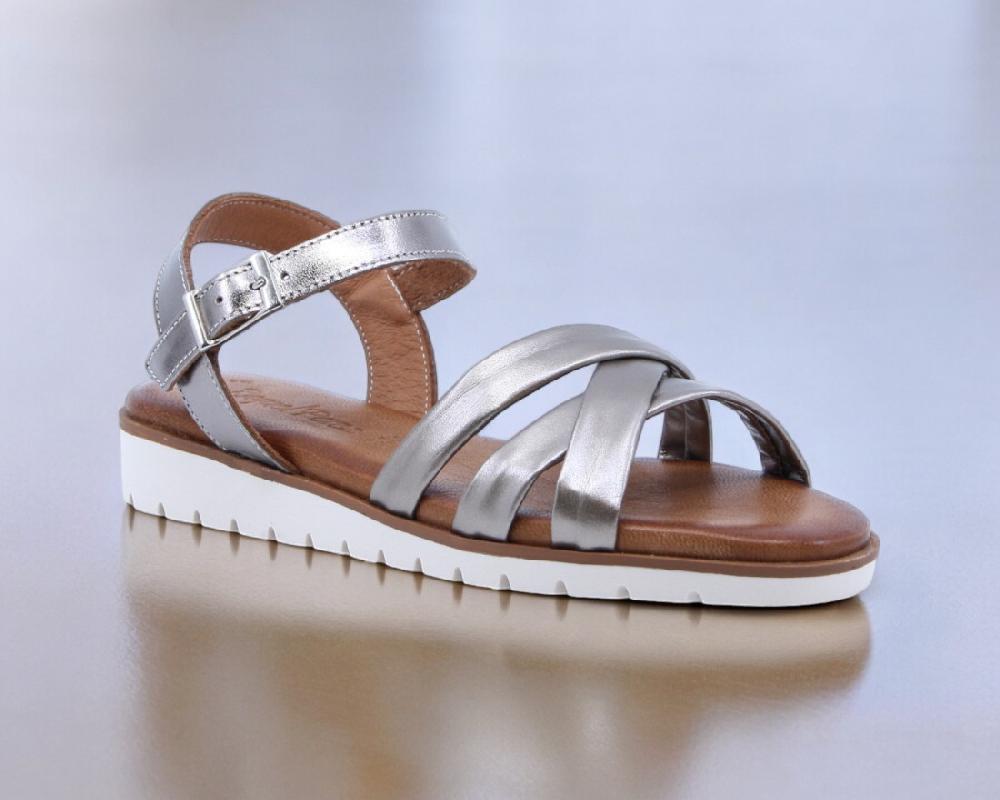 Raquel Perez Sandalia Calendario Arena Metalizado Mujer