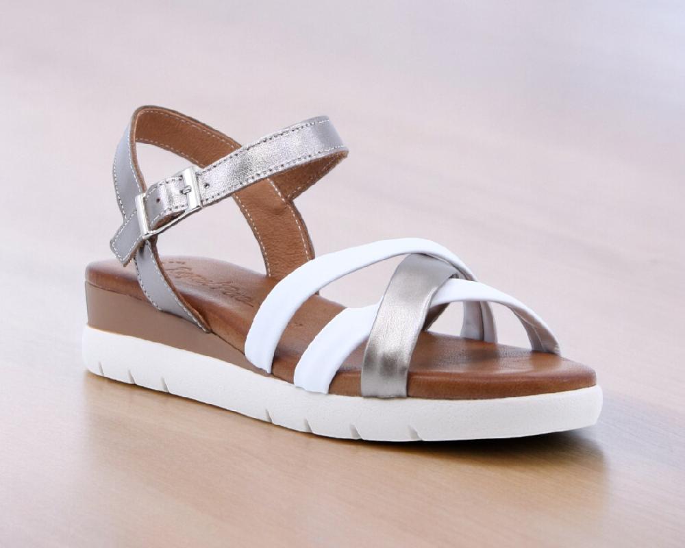 Raquel Perez Sandalia Capital 02 Blanco Arena Metal Mujer