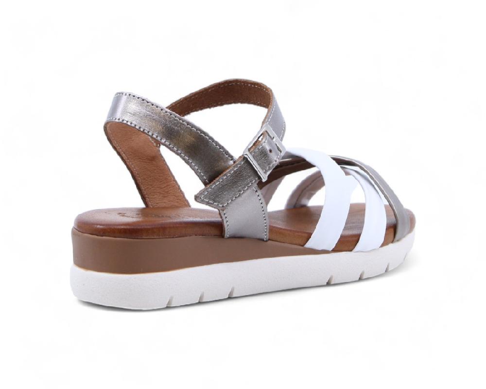 Raquel Perez Sandalia Capital 02 Blanco Arena Metal Mujer