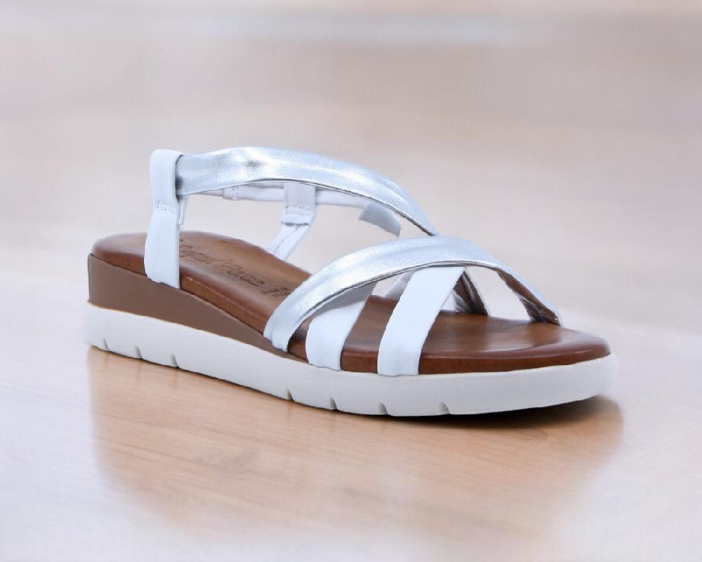 Raquel Perez Sandalia Carmesi 02 Blanco Plata Mujer