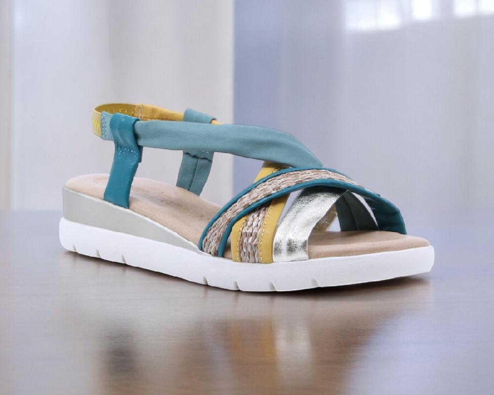 Raquel Perez Sandalia Casiopea Platino Botella Amarillo Mujer