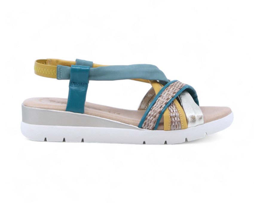 raquel perez Sandalia Casiopea Platino Botella Amarillo Mujer