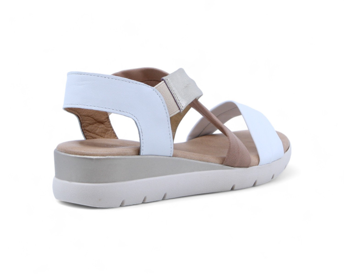 Raquel Perez Sandalia Chantal 08 Blanco Platino Beige Mujer