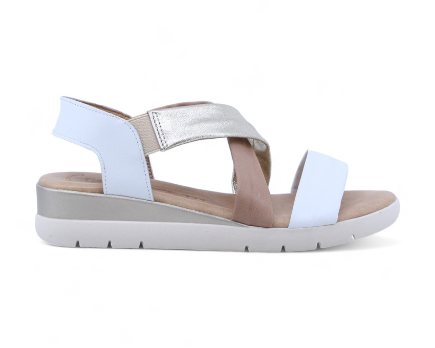 raquel perez Sandalia Chantal 08 Blanco Platino Beige Mujer
