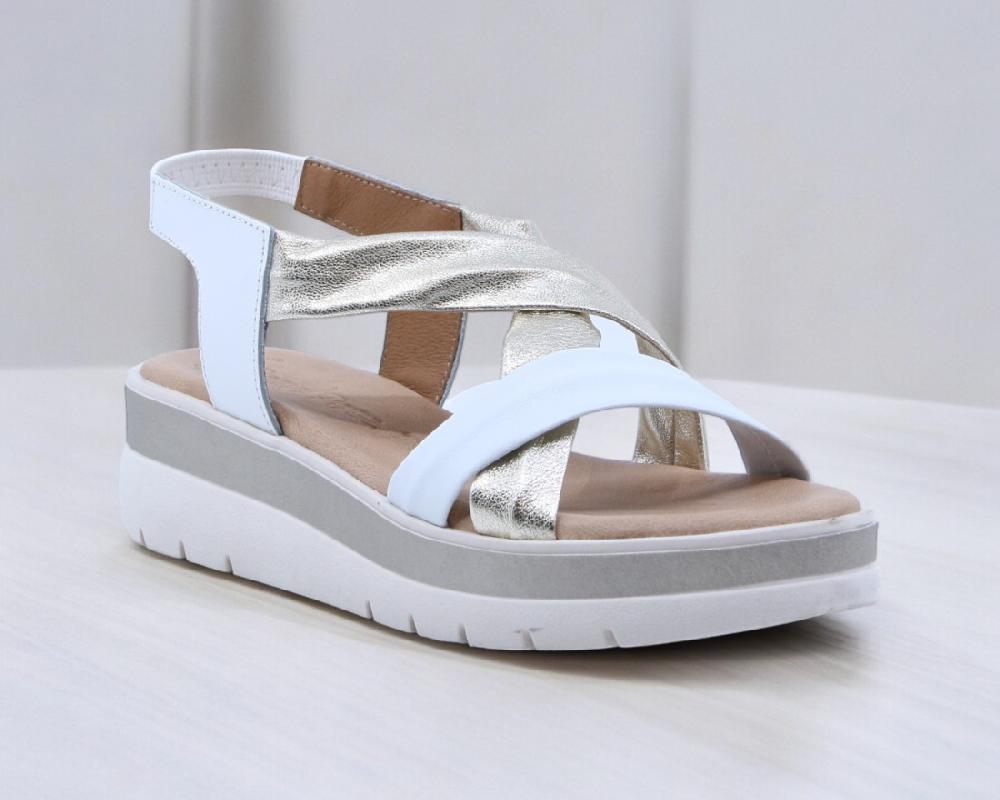 Raquel Perez Sandalia Cristal Plus Platino Blanco Mujer