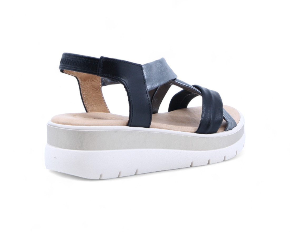 Raquel Perez Sandalia Cristal Plus Platino Negro Metal Mujer