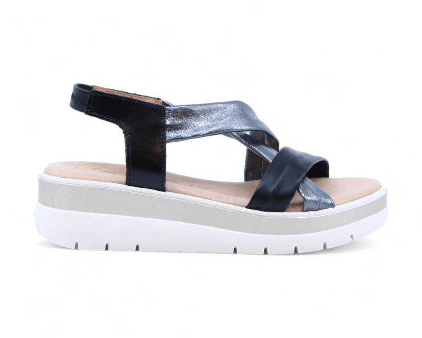 raquel perez Sandalia Cristal Plus Platino Negro Metal Mujer