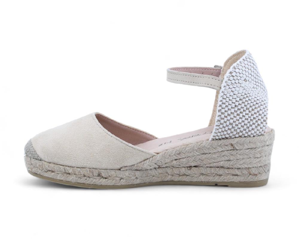 Raquel Perez Sandalia Cuña Esparto Cabarceno Beige Mujer