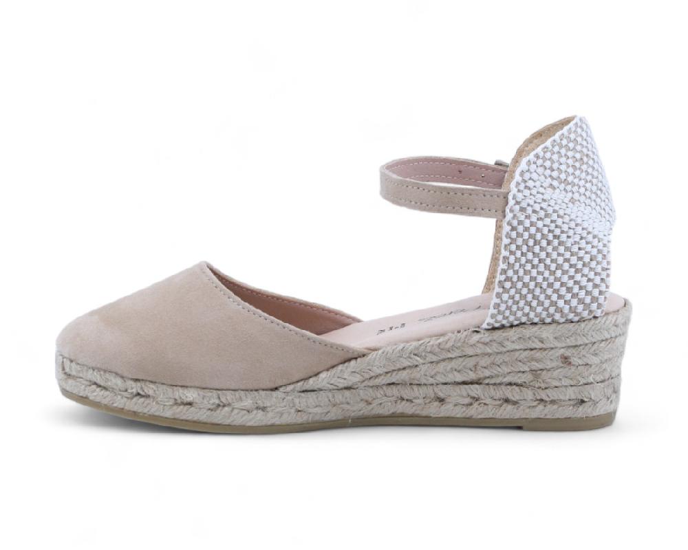 Raquel Perez Sandalia Cuña Esparto Cádiz 24 Taupe Mujer
