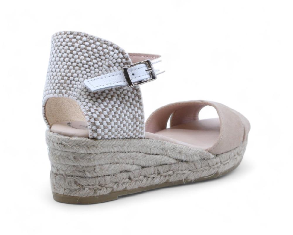 Raquel Perez Sandalia Cuña Esparto Calafell Ante Beige Mujer