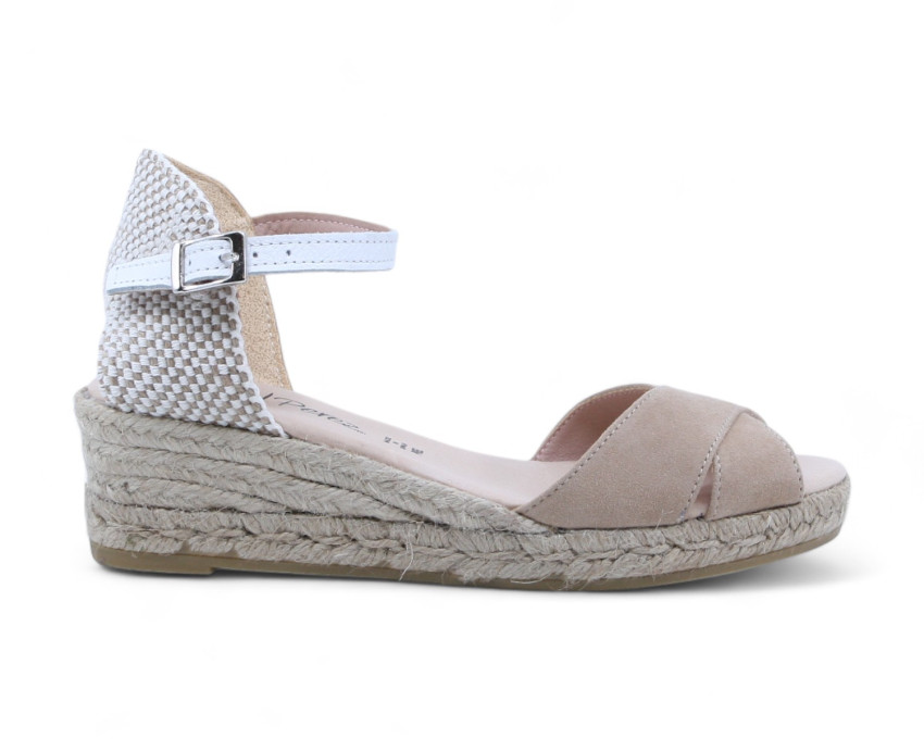 raquel perez Sandalia Cuña Esparto Calafell Ante Beige Mujer