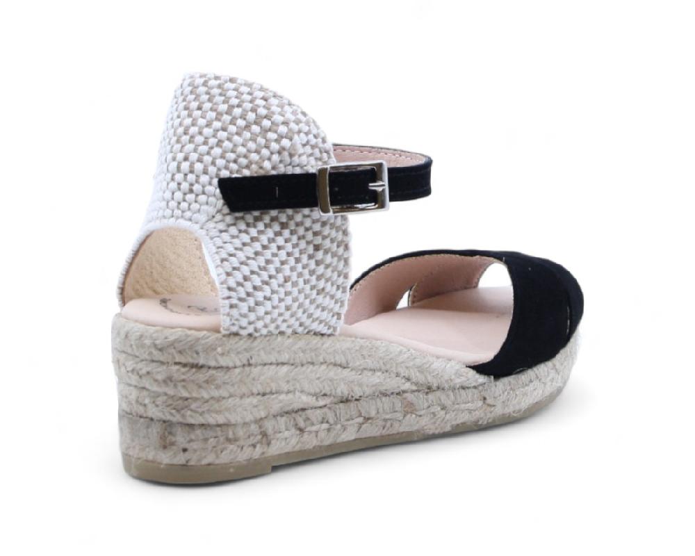 Raquel Perez Sandalia Cuña Esparto Calafell Negro Mujer