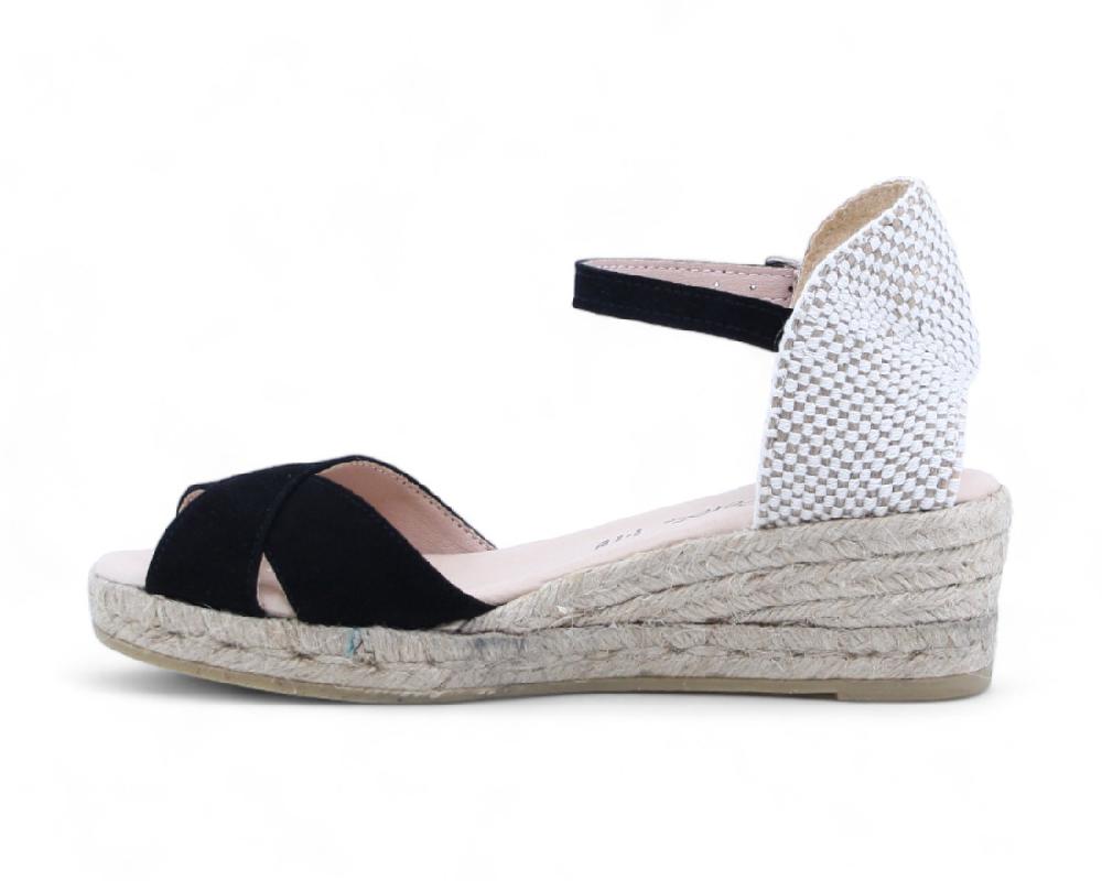 Raquel Perez Sandalia Cuña Esparto Calafell Negro Mujer