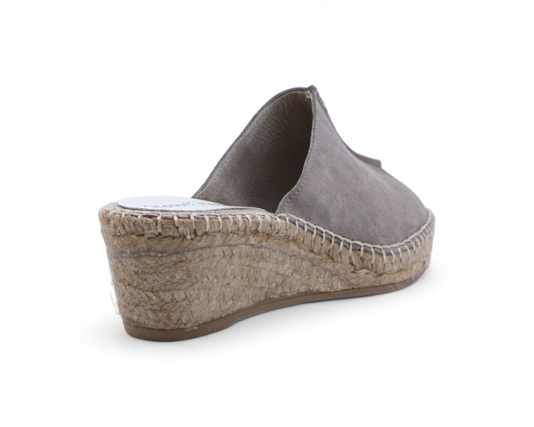 Raquel Perez Sandalia Cuña Esparto Cuarzo Arena Taupe Mujer